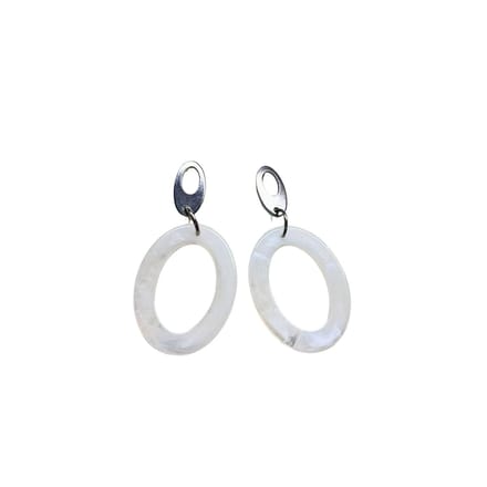 2 Love it LunaLoops - Oorbellen - Statement - Ovaal - Wit Zilverkleurig