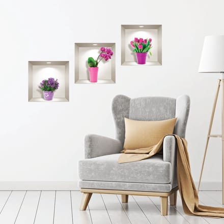 3D-stickers van tulpen, orchideeën en agapanthus, 40 x 120 cm