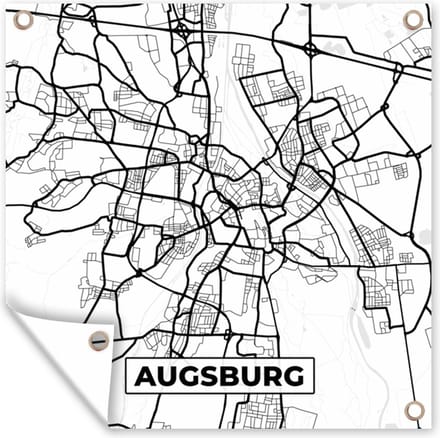 Tuindoek Kaart - Augsburg - Stadskaart - Plattegrond - 100x100 cm
