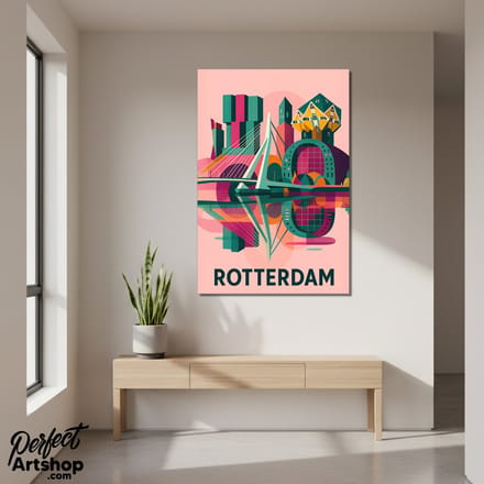 ROTTERDAM ABSTRACT 2 - Wanddecoratie 60x80 cm - Aluminium - Luxe Kunst aan de Muur