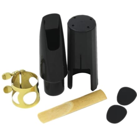 Tenor Sax Saxofoon Mondstuk Kunststof met Kap Metalen Gesp Riet Mondstuk Patches Pads Kussens black