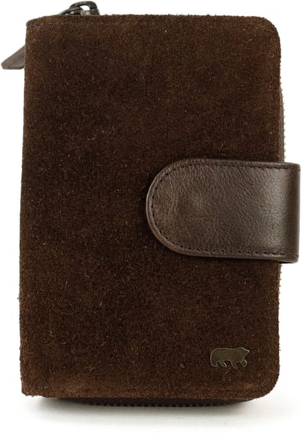 Bear Design Loet Suede Leren Ritsportemonnee - Bruin