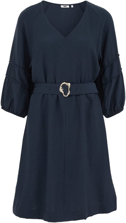 WE Fashion Dames jurk met ballonmouwen en ceintuur
