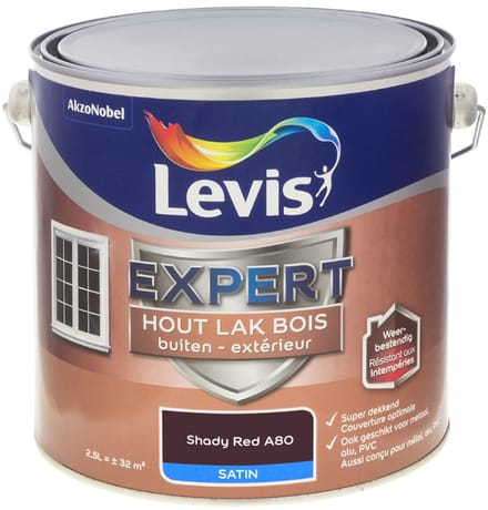 Levis - Expert Hout Lak Buiten Satin Mix - Shady Red A80 - Mengverf - 2,5 L