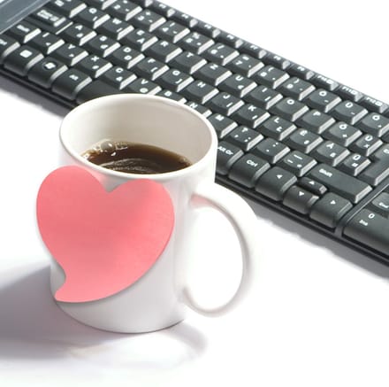 Memoblok Kores, hartvorm "Heart", 70x70mm, 250vel, 5 kleuren