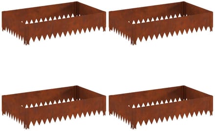 vidaXL - Gazonrand - 4 - st - 100 - x - 60 - x - 20 - cm - Staal - Roestig