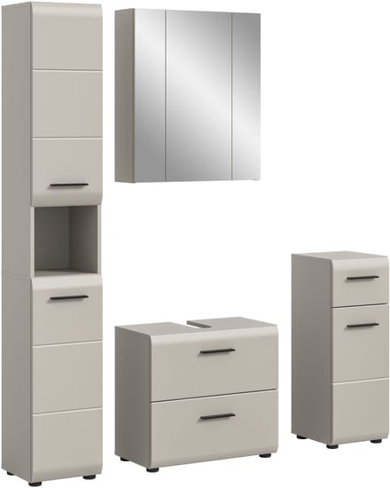 Badcombinatie Kasjmier - Moderne Hoge Kast met Spiegel - 150x185 cm