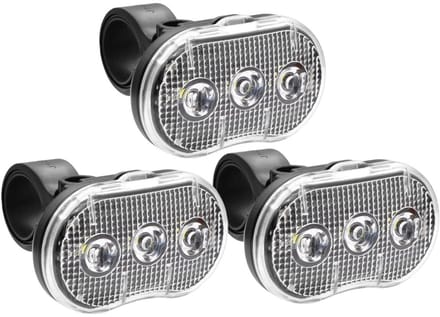 Benson Fietslamp - 3x - LED - wit - waterbestendig - 3 functies - incl. batterijen