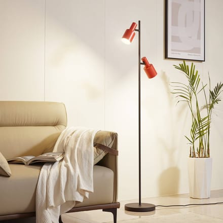 Lindby - vloerlamp - 2lichts - IJzer - H: 155 cm - E27 - oranje, zwart