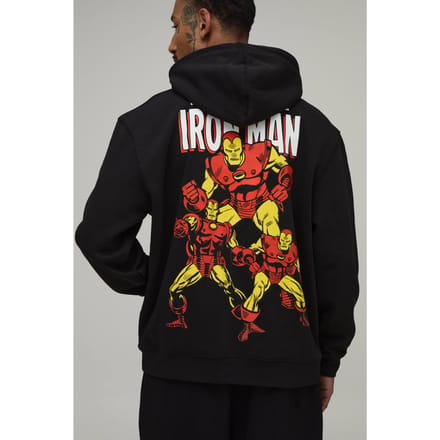 Oversized Hoodie Met Iron Men's Print Licentie | Black | Size Large