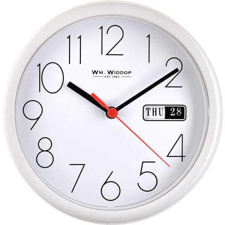 Hometime Dag/Datum Wandklok-Witte Kast/Witte Wijzerplaat 8.5 Rond +B One Size wit