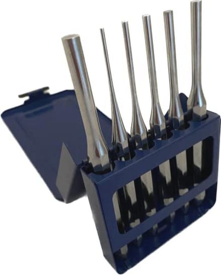 Set van 6 parallelle ponsen - Gegalvaniseerd chroom vanadiumstaal met metalen behuizing - 2 tot 8mm