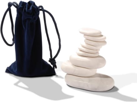 Koude marmeren massage stenen set - 9-pack wit marmer in verschillende maten