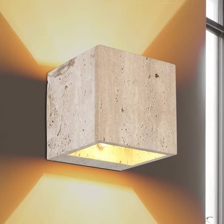 Globo LED wandlamp Rojas, beige, breedte 12 cm, steen