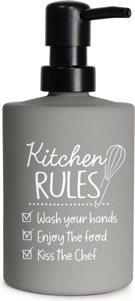 Creaties van hier - zeeppompje kitchen rules met houten hartje - glas