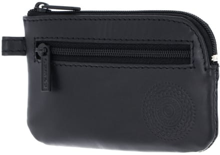 oxmox Leren sleutelgeval Leather Keyholder Circle Bloom Embossed Black zwart