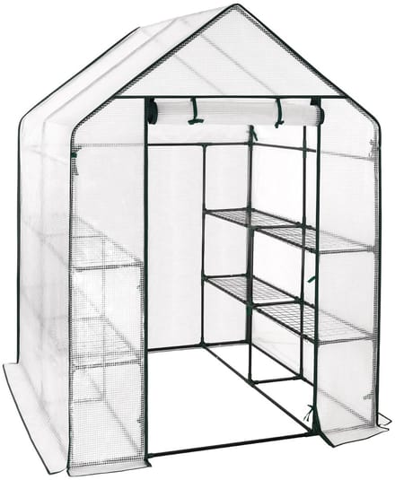 Velmio Kweekkas - Tuinkas - Foliekas - Moestuin - Weerbestendige Plantenkas - Middelgroot - 143x143x195 cm - Wit