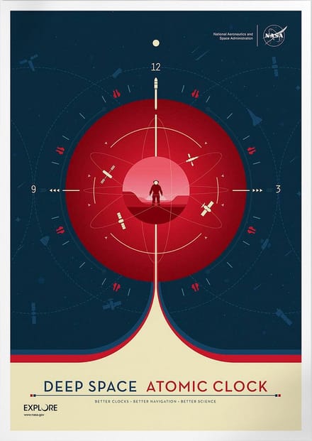 Deep Space Atomic Clock (Red) | Space, Astronomie & Ruimtevaart Poster | A3: 30x40 cm