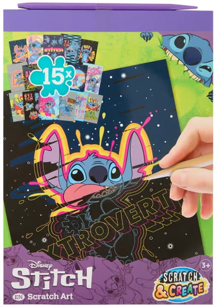 Disney Lilo & Stitch Scratch & Create - krasblok krasboek met pen - 15 kleurplaten - kraskunst - kids 3+