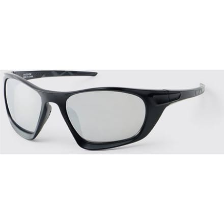 Plastic Zilveren Lens Racer Zonnebril | Black