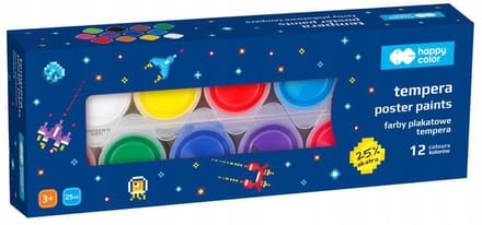 Happy Colour Plakkaatverf Set: 12 Kleuren, 25ml per potje, Niet giftig