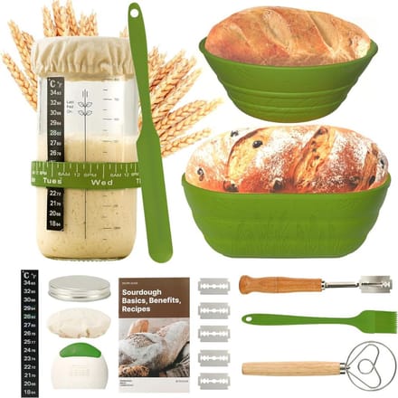 Zuurdesem Starter Set - Broodbak met Rijsmand - Sourdough - Groen