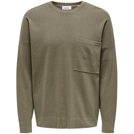 Only Heren Sweatshirt met Ontspannen Hals (Taupe)