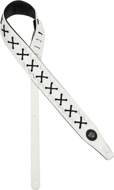 Gaucho GST-648-WH gitaarriem, kunstleer, geveterd, wit