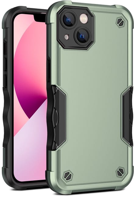 Cityhoesje - iPhone 15 Plus-14 Plus - Non-slip Stripes- - PC+TPU Backcase - Groen