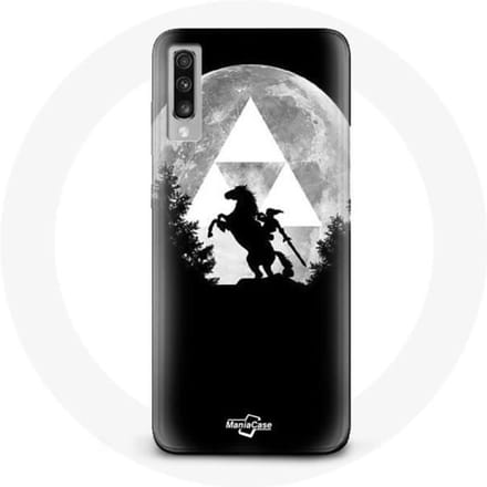 Coque - Samsung - Galaxy A70 - Souple - Noir - Motif Zelda Lune