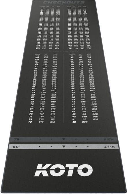 KOTO - Carpet Checkout Dartmat - Grijs 285 x 80 cm Score Indicator - Antislip
