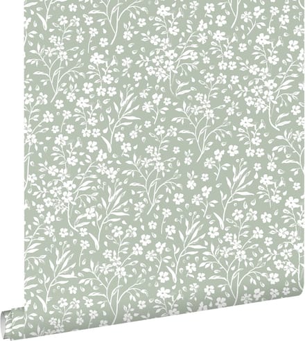 ESTAhome behang bloemetjes mintgroen - 50 x 900 cm - 139879