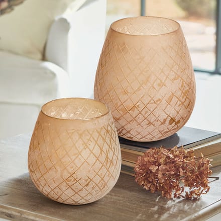LOBERON Windlicht set van 2 Méloriane wit/beige