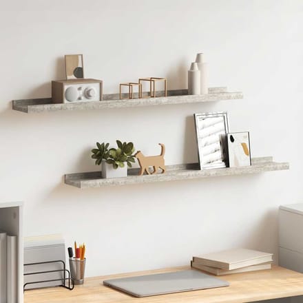 vidaXL - Wandschappen - 2 - st - 80x9x3 - cm - betongrijs