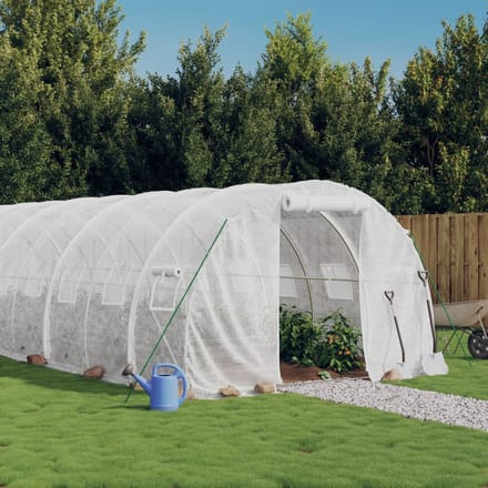vidaXL - Tuinkas - met - stalen - frame - 72 - m² - 24x3x2 - m - wit