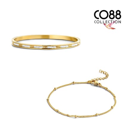 CO88 Collection 8CO SET071 Armband dames set 2 stuks - Wit - Goudkleurig