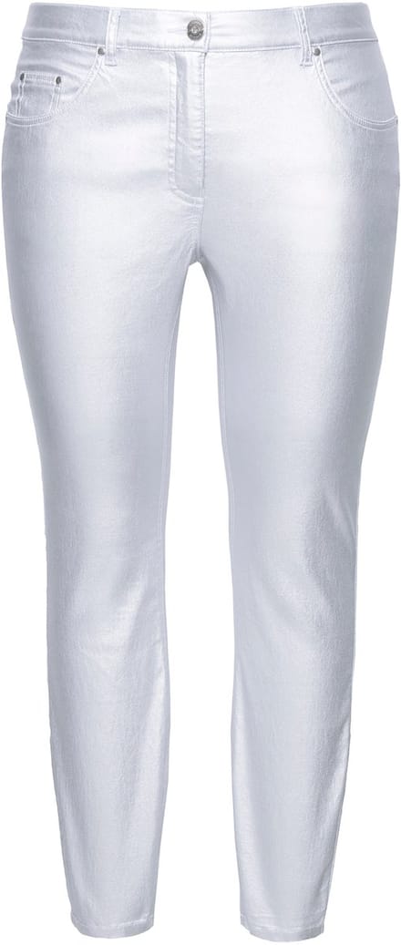 Studio Untold - Dames - Skinny jeans strak model 5-pocket gecoat - Zilver - Maat 54