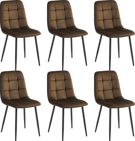 Colenis - Ela Eetkamerstoel - Set Van 6 - Bruin - Velvet - Design