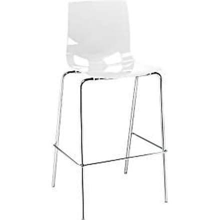 Barkruk FONDO - kunststof - verchroomd frame - wit