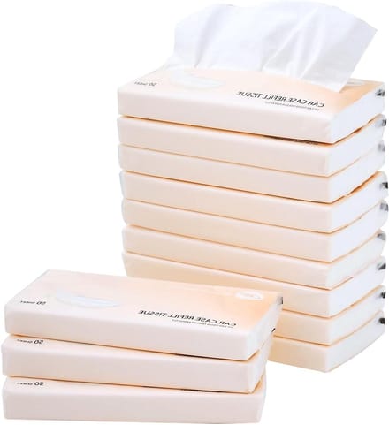 Papieren Tissues - Navullingen voor Auto - Reiniging Onderweg - Extra Grote Bladen - 600 Vellen - Wit