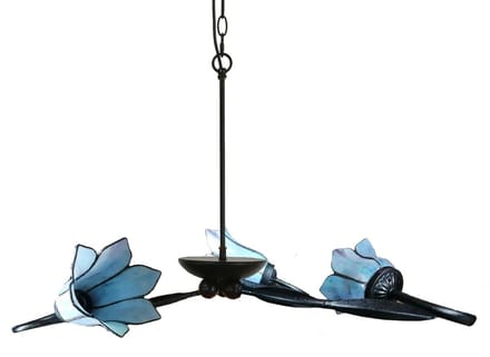3 lichts Kroonluchter Lovely Gentian Blue - Art Deco Trade
