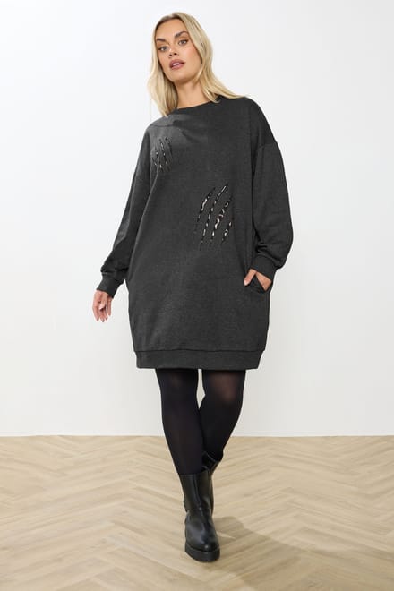 Yours Grey Leopard Slash Sweatshirtjurk Size 58-60