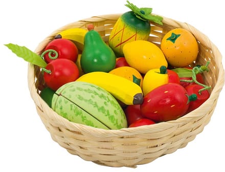 GOKI Speelgoedkeuken - Fruit In Mandje - 23 Delen - Hout - 3 Jaar