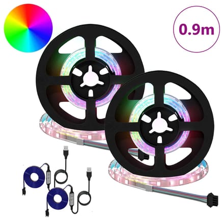 vidaXL LED-strip 2 st Zwart en transparant Koper en kunststof