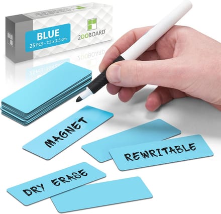 25 Whiteboard Magneten Balk 7,5 x 2,5 cm Blauw - Herschrijfbaar