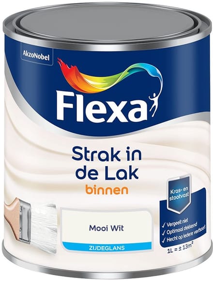Flexa - Strak In De Lak Binnenlak Zijdeglans - Mooi Wit - Mengverf - 1 L