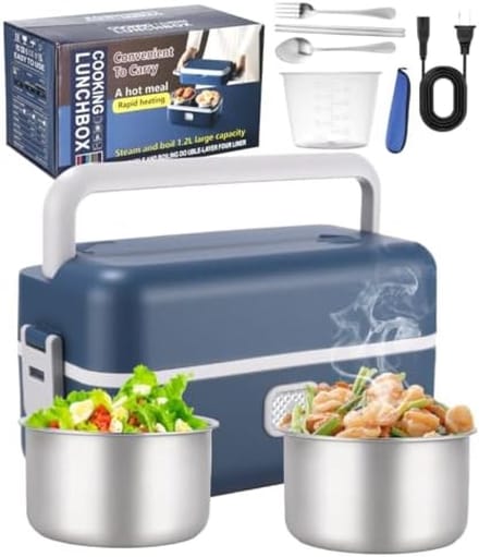 PromoHome Draagbare Voedselwarmer - Elektrische Lunchbox 1,2L met Snelle Verwarming