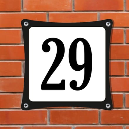 Decoporta Huisnummerbord Emaille-Look - Nummer 29 - Standaard - 10 x 10 cm | incl. schroeven
