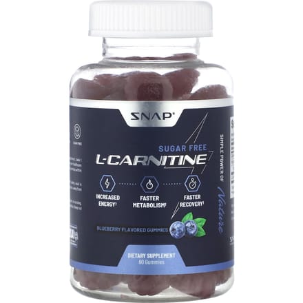 Snap Supplements, l-carnitine gummies, suikervrij, bosbes, 60 gummies