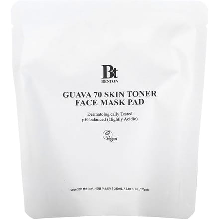 Benton, Guava 70 Skin Toner Beauty Face Mask Pads, 70 sheets, 7.10 fl oz (210 ml) black